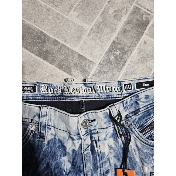 New Rock Revival Jeans "Ean" Light Washed Denim Men's Size 40x32 Distressed - Picture 8 of 16